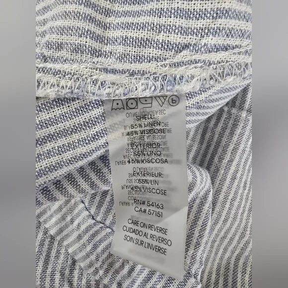 Calvin Klein Size 10 Womens Linen Blend Blue White Striped Sleeveless Dress - Picture 8 of 8